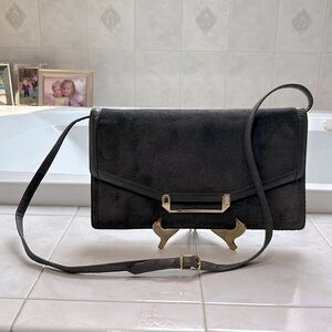 Susan Gail Vintage Gray Suede Convertible Strap Envelop Clutch Purse. EUC